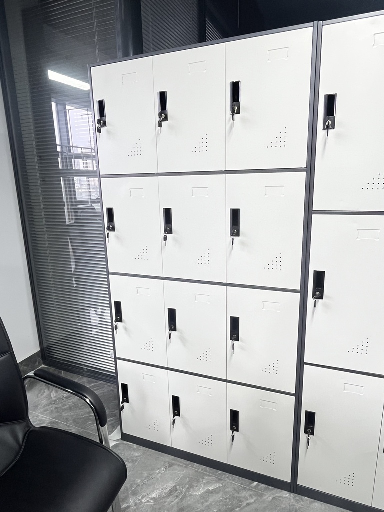 LOCKER DE 12 ESPACIOS BLANCO Y GRIS CLARO(180*90*40CM)