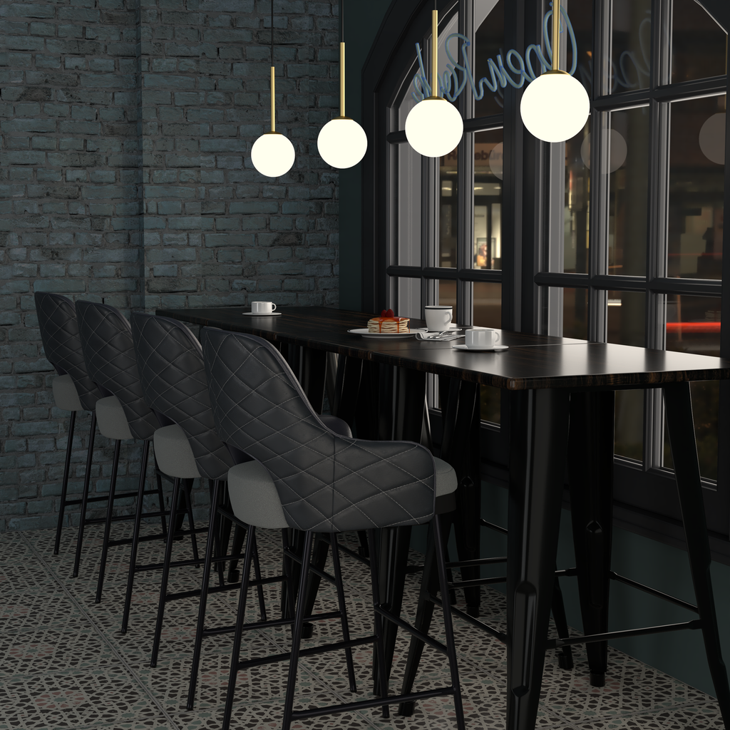 MESA MILAN 30X30 BAR, TOP Y BASE METALICA COLOR NEGRO