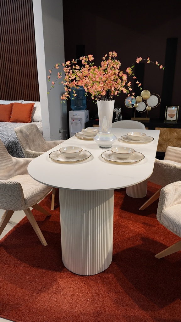 MESA COMEDOR OVAL TODA BLANCA(180x90CM)