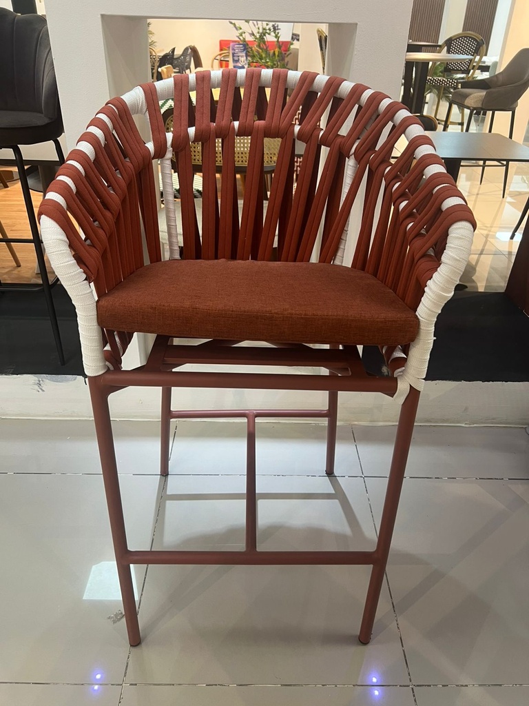 SILLA BAR TROY COJIN ROJO CON RATTAN ROJO(68*58*105CM)
