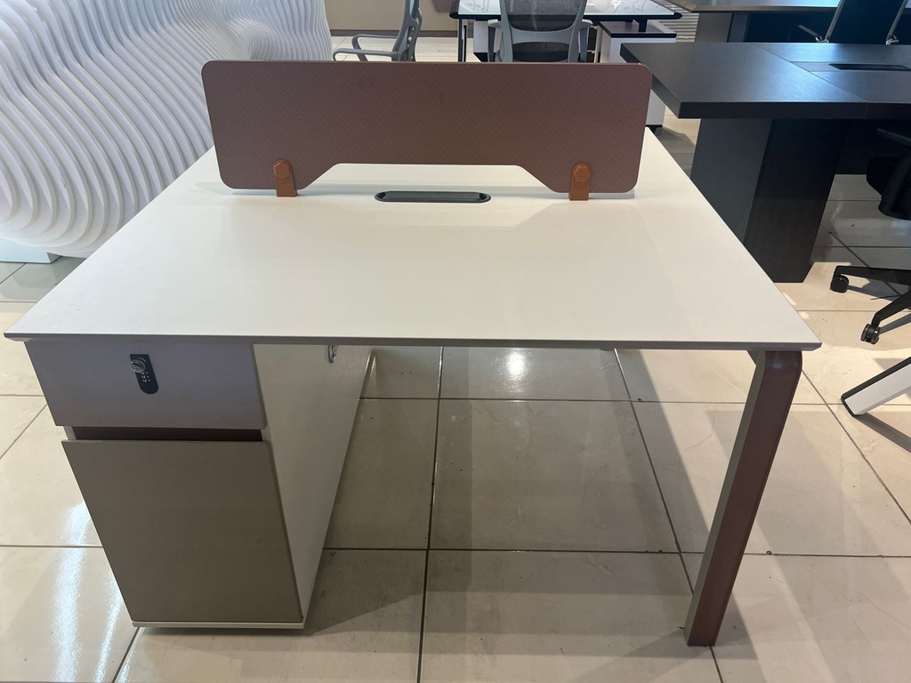 WORKSTATION DE 2/P SORIN #2 CAQUI CON BLANCO(120*120*75CM)