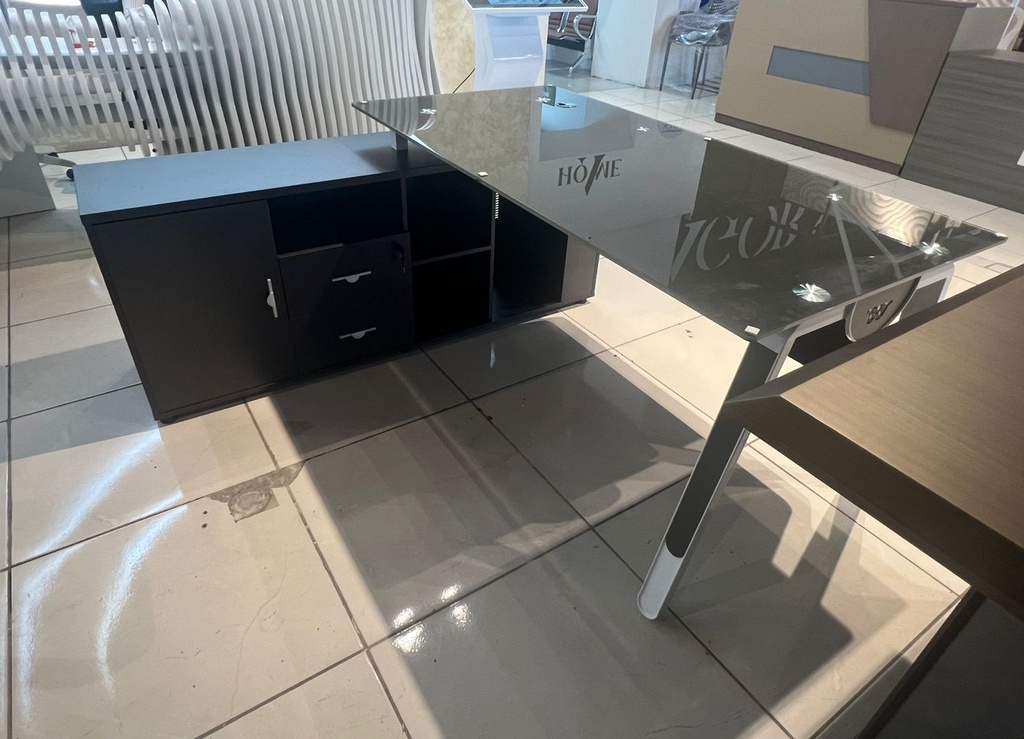 ESCRITORIO EJECUTIVO MASON DE CRISTAL GRIS (160*80*75CM)