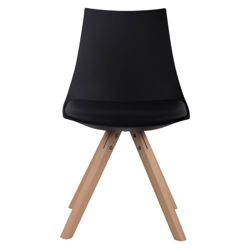 SILLA FERGIE - ASIENTO NEGRO Y PATAS MADERA NATURAL