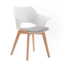 SILLA COMEDOR NEO  BLANCO Y PATA MADERA(52*60*78CM)