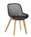SILLA COMEDOR VENICE NEGRO Y PATA MADERA(54.5x51x82.5CM)-PP
