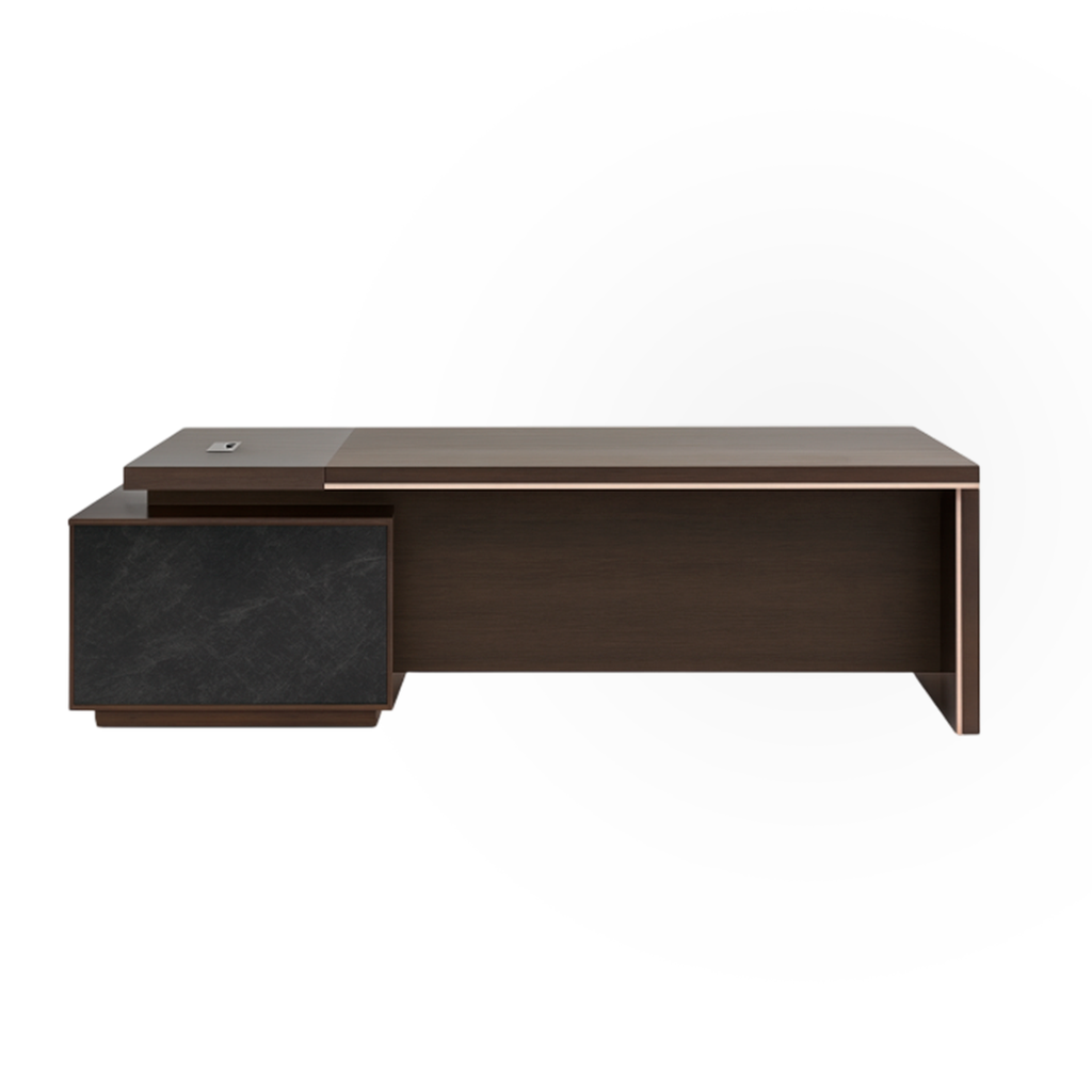 ESCRITORIO EJECUTIVO  LINKEDIN #2 CAFÉ Y GRIS(2.40x2.00x0.75M) (MB)