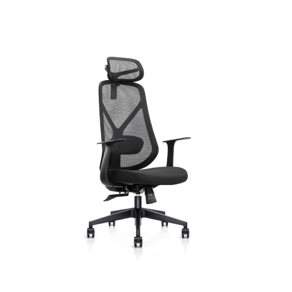 SILLA DE OFICINA EJECUTIVA NOLAN 6243A CON CABECERA (RESPALDO NEGRO, ASIENTO NEGRO)