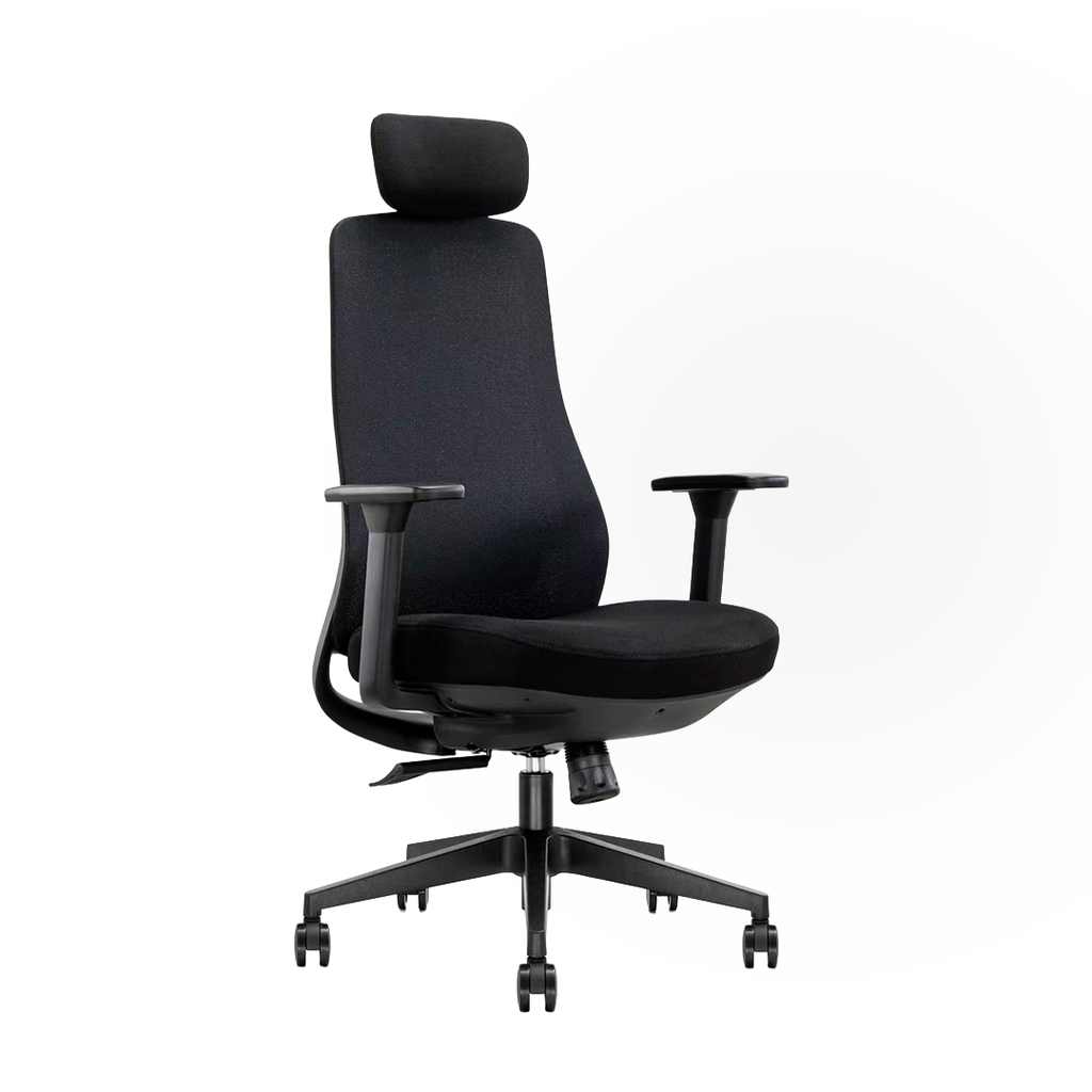 SILLA DE OFICINA EJECUTIVA CASSIAN CON CABECERA（TODA NEGRA）-++