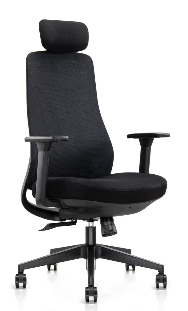 SILLA DE OFICINA EJECUTIVA CASSIAN CON CABECERA（TODA NEGRA）