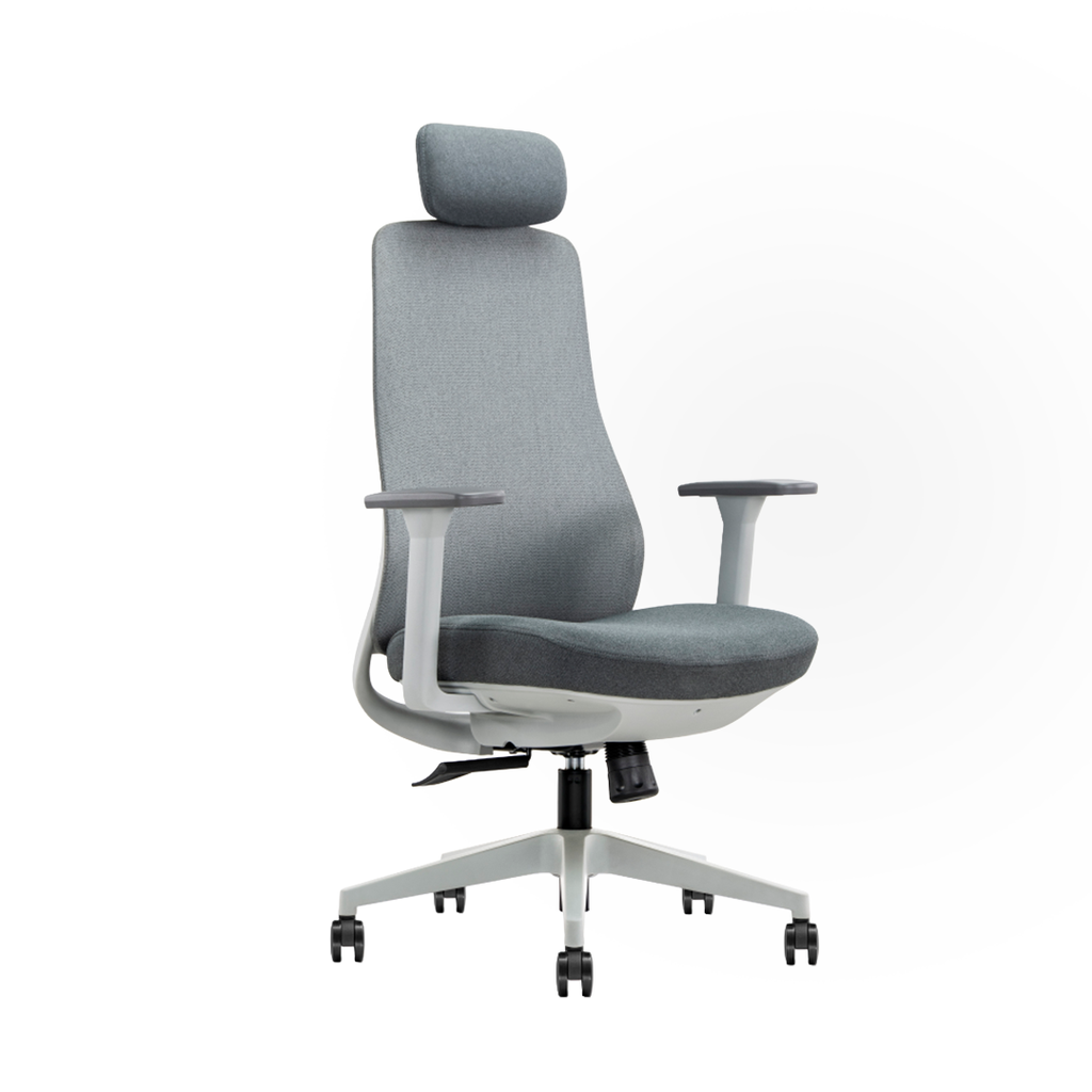 SILLA DE OFICINA EJECUTIVA CASSIAN CON CABECERA (TODA GRIS)-++