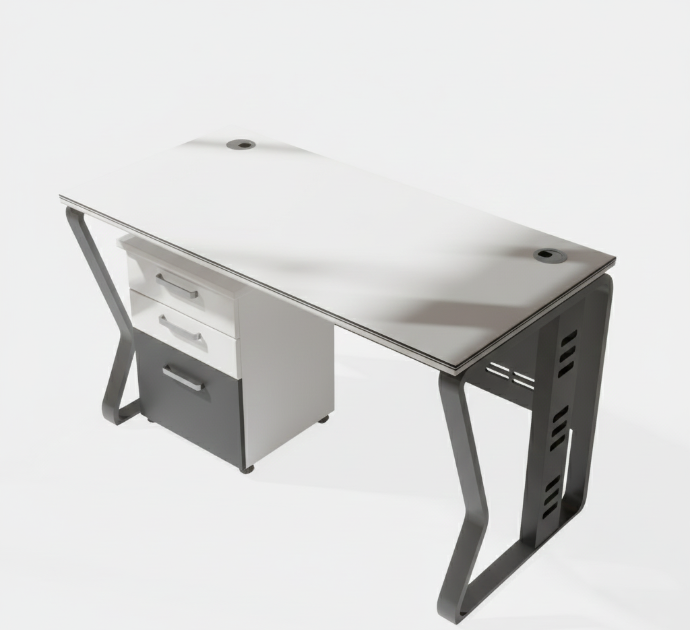 ESCRITORIO SM140 PLATAFORMA BLANCO Y PATAS NEGRO (120x60x75CM)