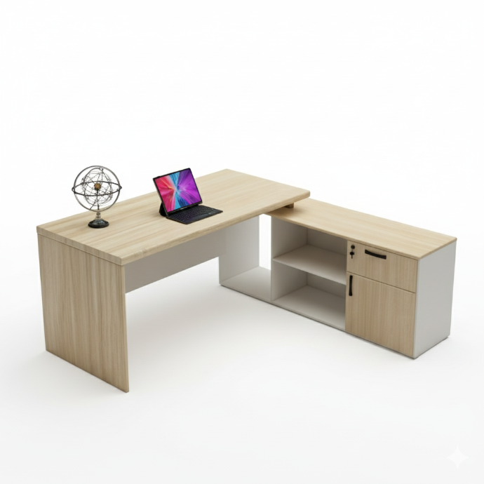 ESCRITORIO EJECUTIVO EN L RONALD COLOR ROBLE CLARO (160x160x75CM) (MB)