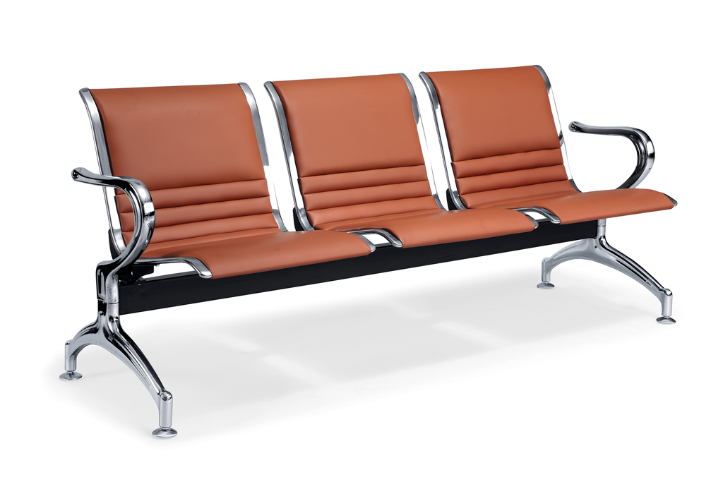 BANCA DE ESPERA TRIPLE CON COJIN CAFÉ