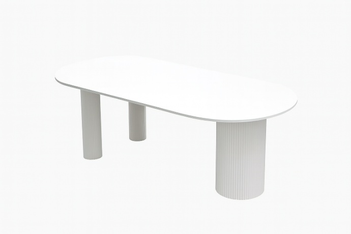 MESA COMEDOR OVAL TODA BLANCA(180x90CM)