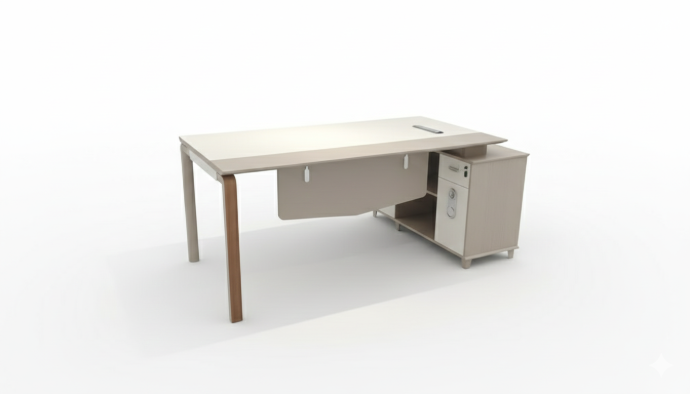 ESCRITORIO EJECUTIVO SORIN CAQUI CON BLANCO (160*160*75CM)