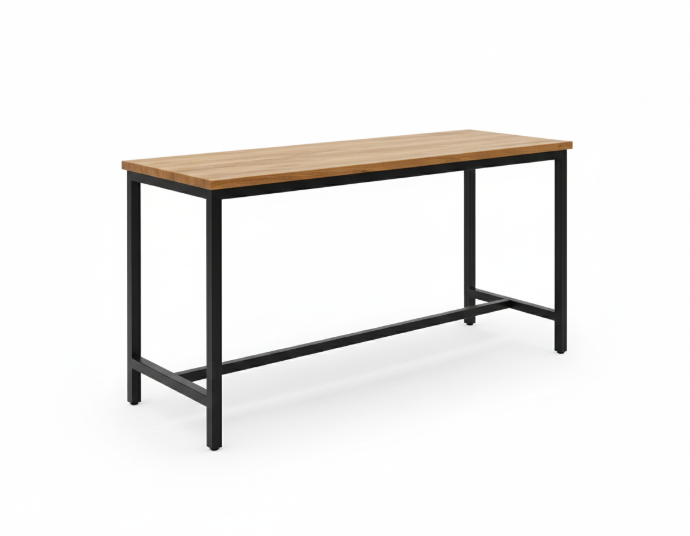 BARRA ESTILO BAR TOP DE MADERA Y BASE METALICA POR METRO