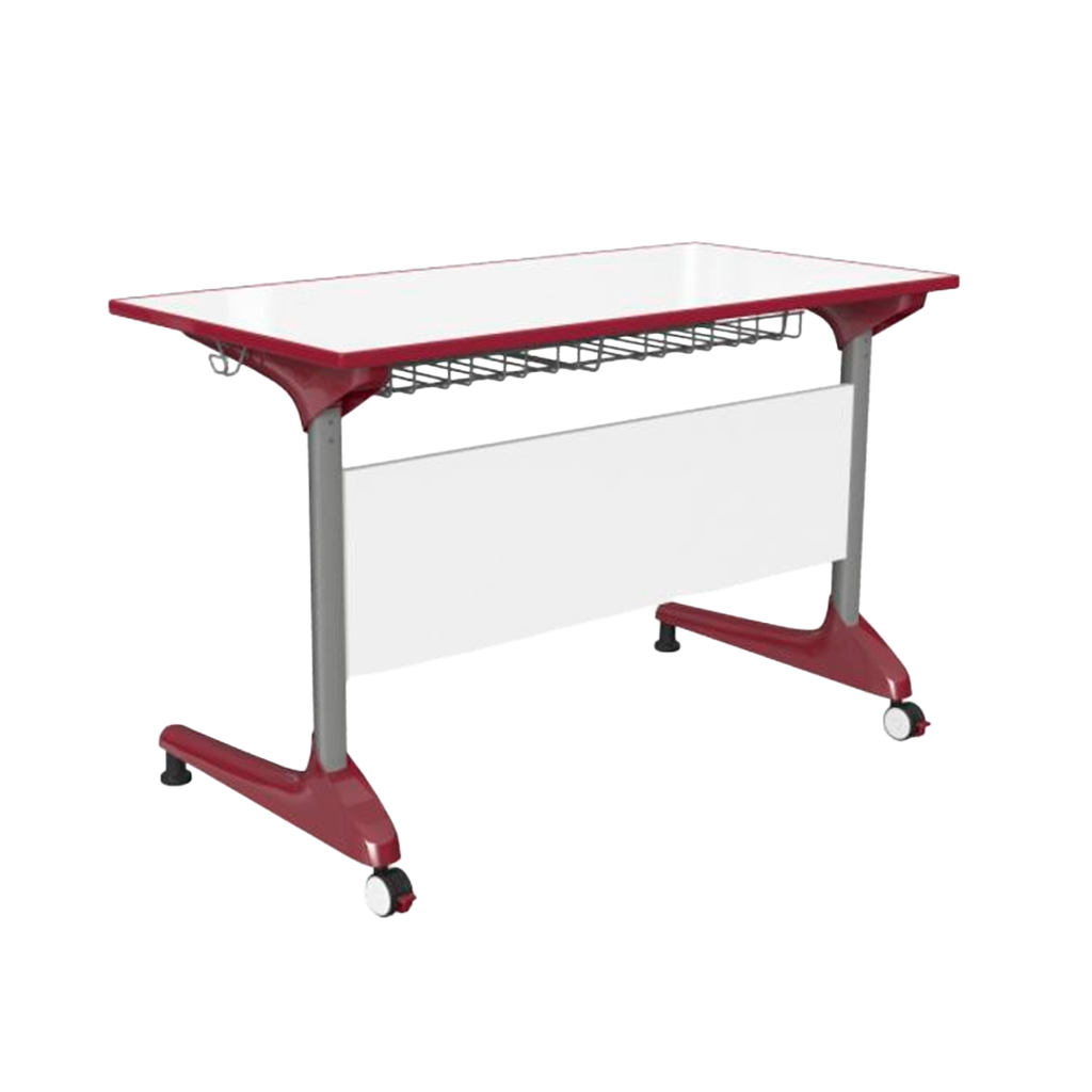 MESA MODULAR ESCOLAR BLANCA CON ROJO(140*60*76CM)