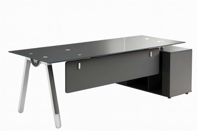 ESCRITORIO EJECUTIVO MASON DE CRISTAL GRIS (160*80*75CM)