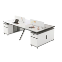 WORKSTATION DE 4/P MODELO PETER DE CRISTAL BLANCO CON GRIS(240*120*75CM)