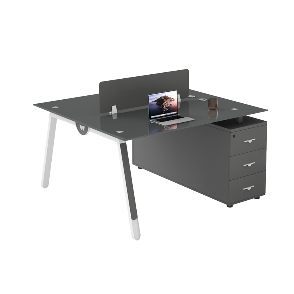 WORKSTATION DE 2/P MODELO MASON DE CRISTAL GRIS(120*120*75CM)