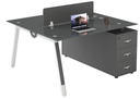 WORKSTATION DE 2/P MODELO MASON DE CRISTAL GRIS(120*120*75CM)