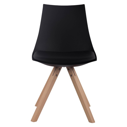[79856] SILLA FERGIE - ASIENTO NEGRO Y PATAS MADERA NATURAL-PP