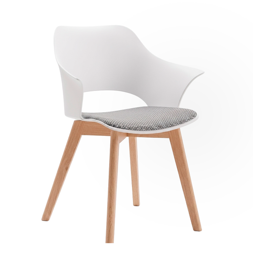 [YWJ-6692] SILLA COMEDOR NEO  BLANCO Y PATA MADERA(52*60*78CM)