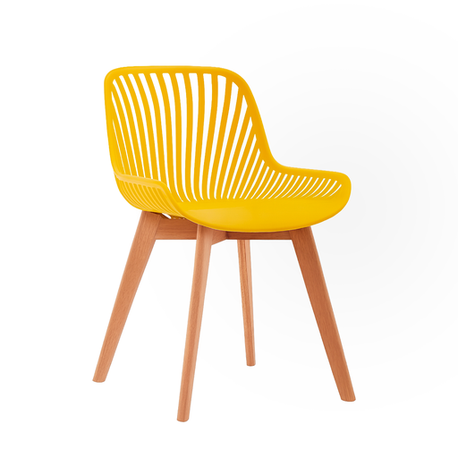 [YWJ-6702C-A] SILLA COMEDOR VENICE AMARILLA Y PATA MADERA(54.5x51x82.5CM)