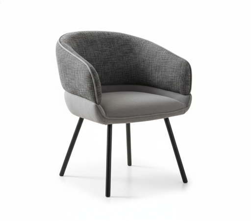 [DC-2490] SILLA COMEDOR KIARA GRIS OSCURO Y CLARO,PATAS NEGRO(60x60x76CM)-UPH
