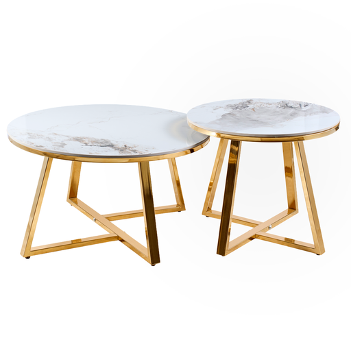 [CT-2416] MESA COMEDOR  PARISIAN CERÁMICA BLANCA(DIA800*440, DIA600*500)