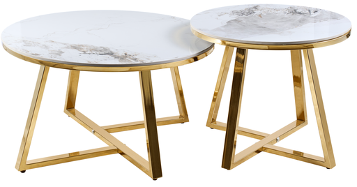 [CT-2416] MESA DE CENTRO  PARISIAN CERÁMICA BLANCA(DIA800*440, DIA600*500)