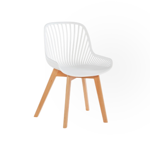 [YWJ-6702C-B] SILLA COMEDOR VENICE BLANCO Y PATA MADERA (54.5x51x82.5CM)-PP