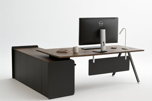 [ODFC18] ESCRITORIO EJECUTIVO MARLON #! CAFÉ Y GRIS(200x160x75CM) (MB)