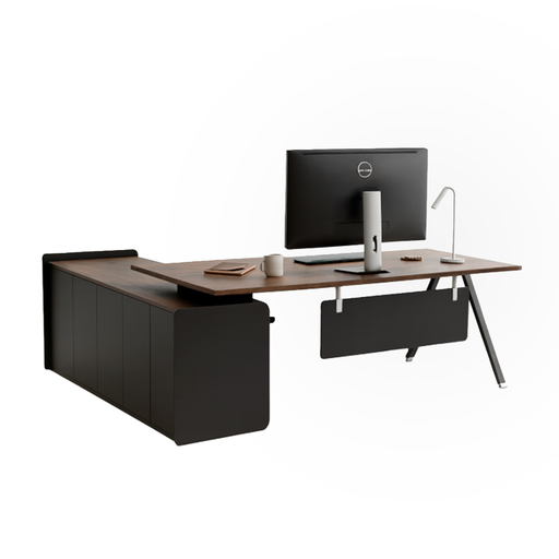 [ODFC18] ESCRITORIO EJECUTIVO MARLON #1 CAFÉ Y GRIS(200x160x75CM) (MB)