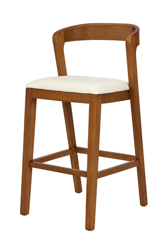 [XY-YPX] SILLA BAR DARWIN COLOR NUEZ ASIENTO BLANCO( 45x54x101CM)