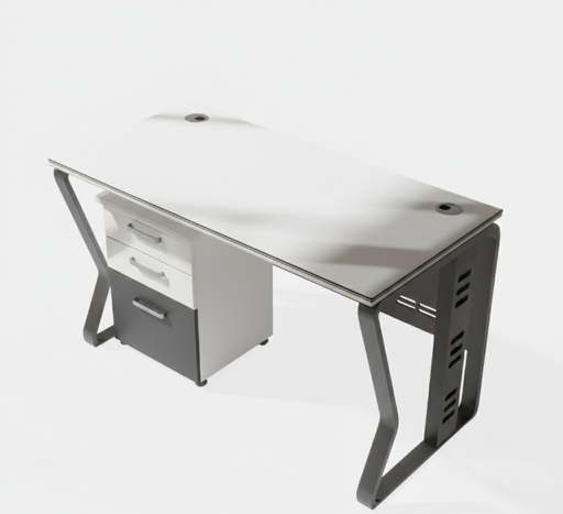 [ODFC34] ESCRITORIO SM140 PLATAFORMA BLANCO Y PATAS NEGRO (120x60x75CM)