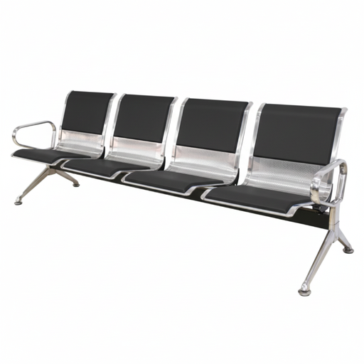 [3310-4] BANCA DE ESPERA CUADRUPLE 4 PERSONAS CON COJIN NEGRO