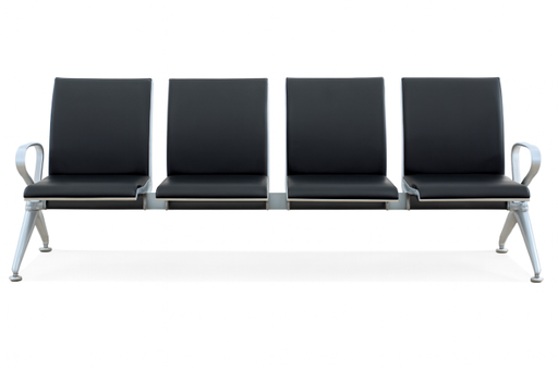 [403F-4] BANCA DE ESPERA FULL COJIN CUADRUPLE 4P NEGRO