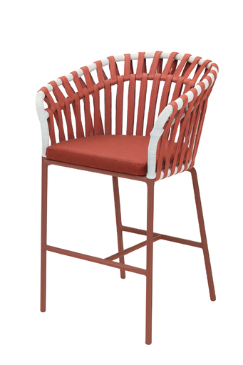 [XY-SB-1] SILLA BAR TROY COJIN ROJO CON RATTAN ROJO(68*58*105CM)