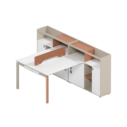 [NIS-007] WORKSTATION DE 2/P SORIN CAQUI CON BLANCO (120*120*75M)