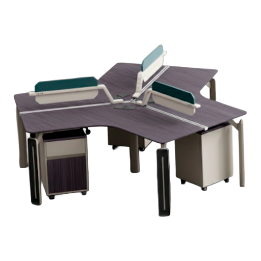 [NIS-008] WORKSTATION DE 3/P ALSEN GRIS OSCURO Y CAQUI(210*210*105CM)