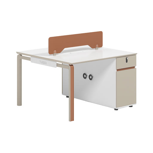 [NIS-009] WORKSTATION DE 2/P SORIN #2 CAQUI CON BLANCO(120*120*75CM)