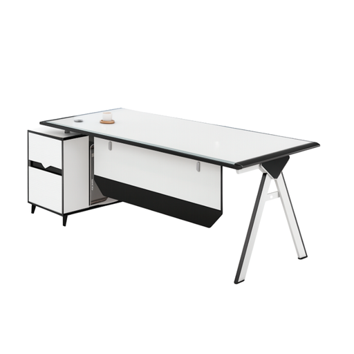[AOM01] ESCRITORIO EJECUTIVO PETER DE CRISTAL BLANCO CON GRIS(160*80*75CM)