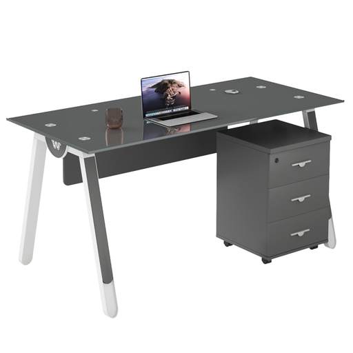 [AOM03] ESCRITORIO MASON DE VIDRIO NEGRO (140*70*75CM)