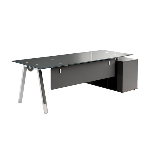 [AOM04] ESCRITORIO EJECUTIVO MASON DE CRISTAL GRIS (160*80*75CM)